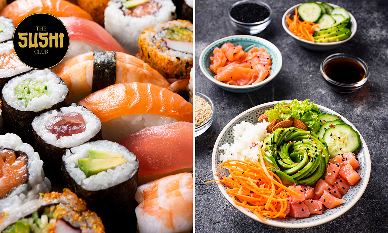Sushibox naar keuze (2 pokébowls of 24, 36 of 40 stuks sushi) van The Sushi Club