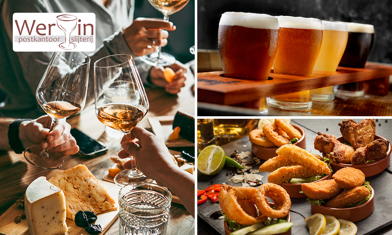 Wijn- of bierproeverij + evt. tapas aan huis (2 uur)