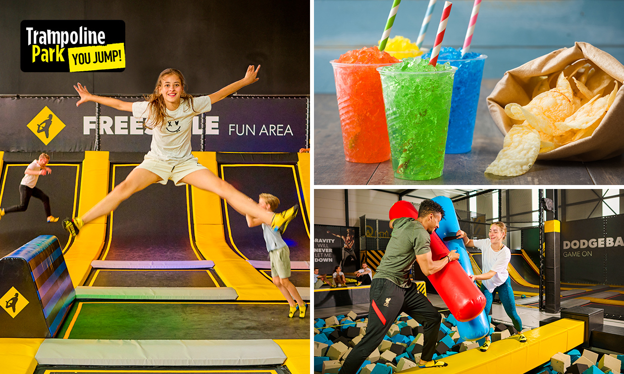 Jump ticket (120 min) voor You Jump Eersel + gripsokken + chips + slushy